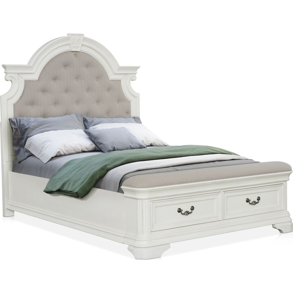 mayfair white queen storage bed   
