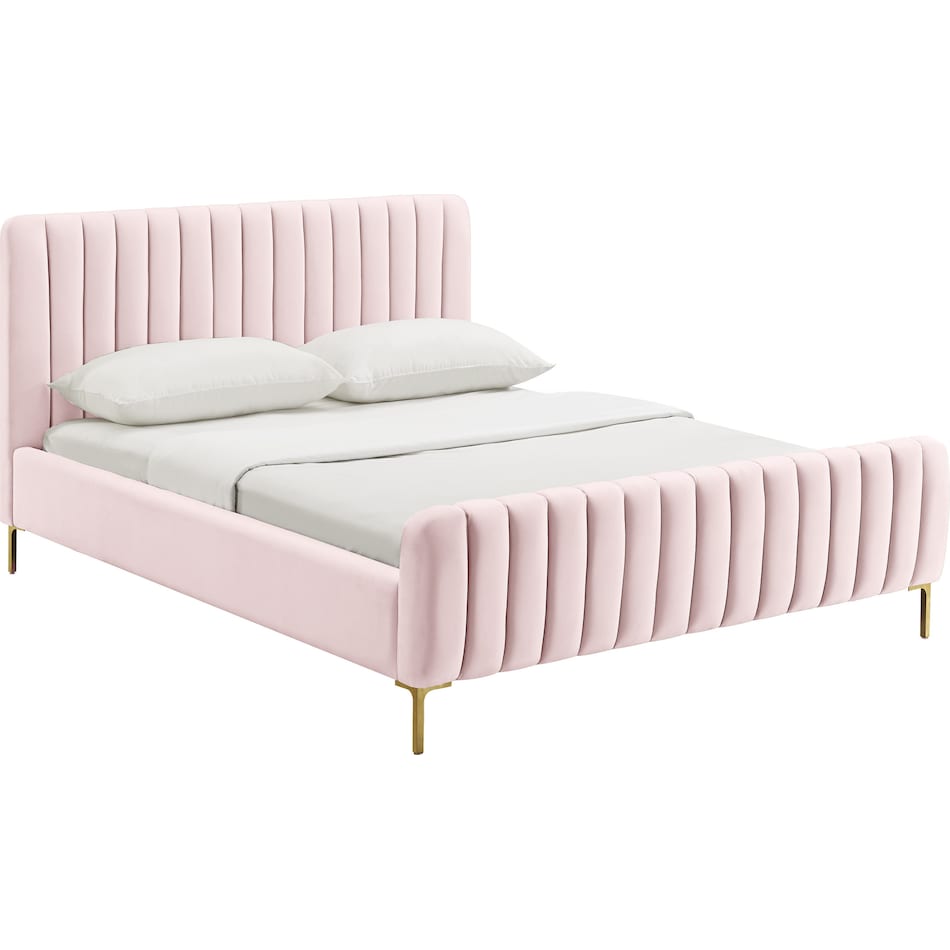 maylin pink queen upholstered bed   