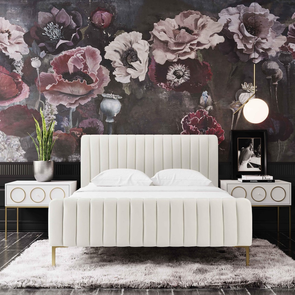 maylin white queen bed   