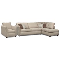 mckenna light brown  pc sectional and chair   
