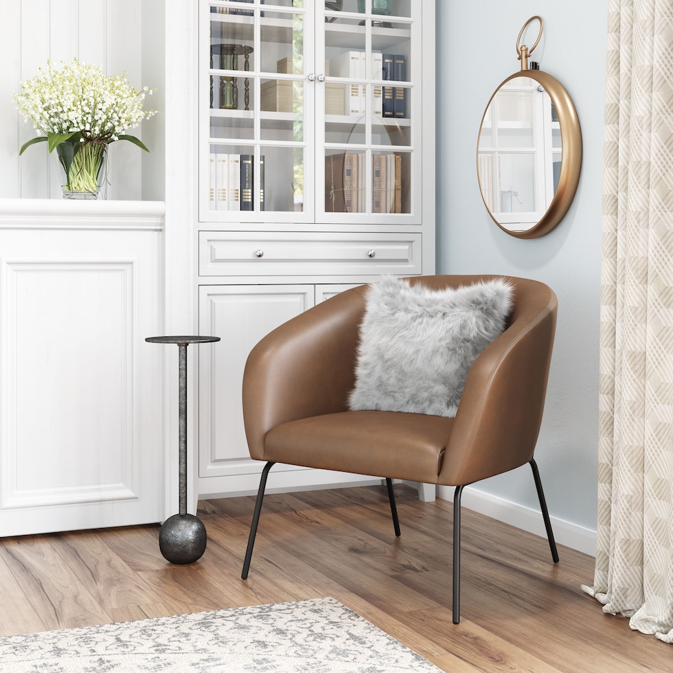 melanie light brown accent chair   