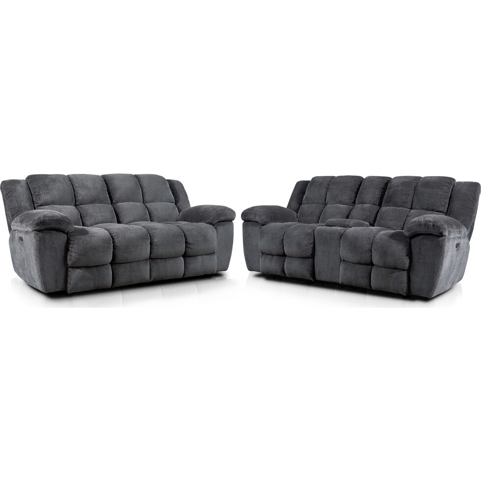 mellow gray  pc power reclining living room   