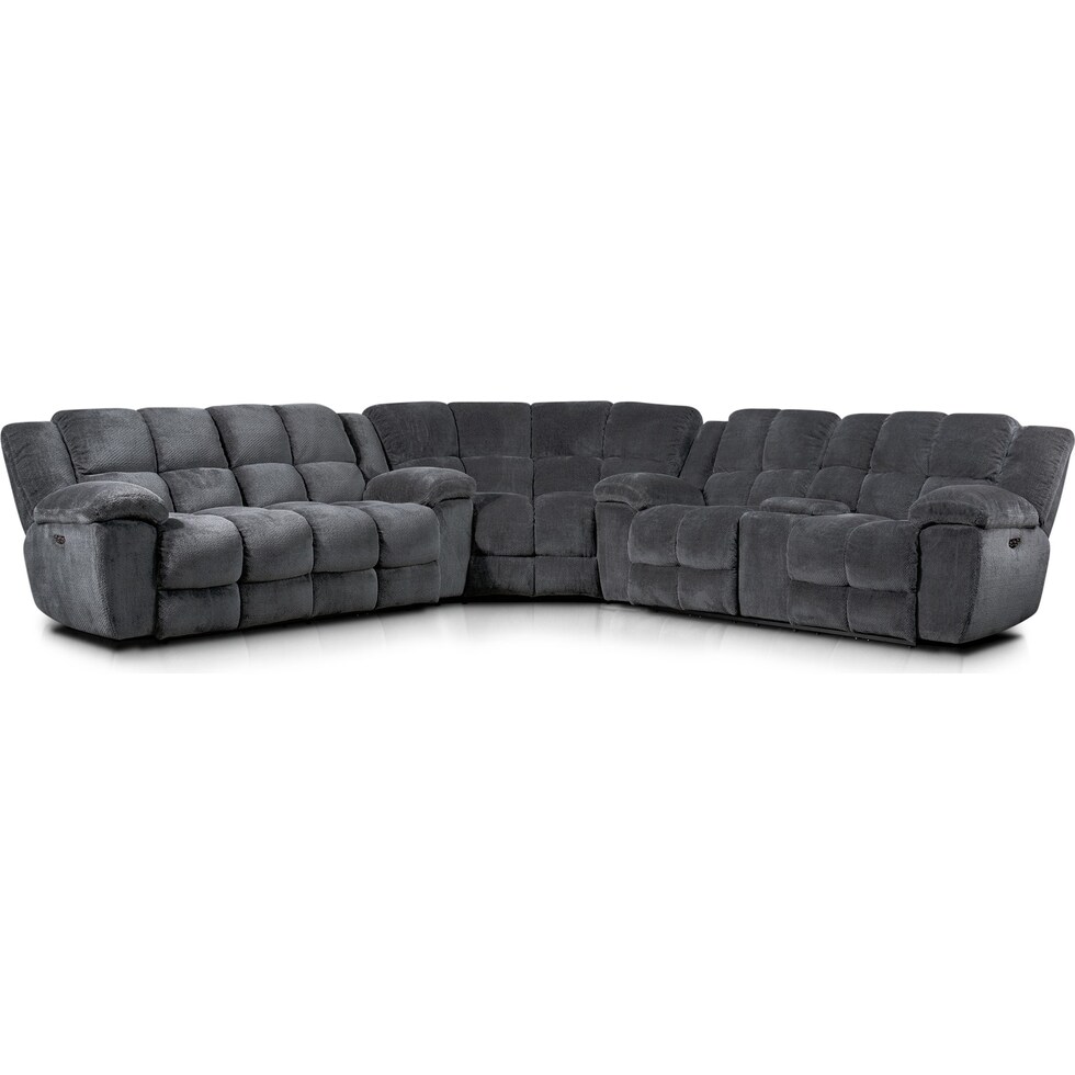 mellow gray  pc power reclining sectional   
