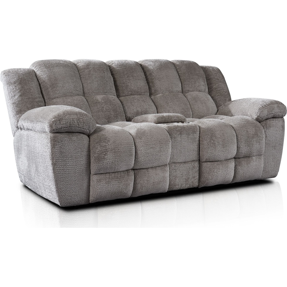 mellow gray manual reclining loveseat   