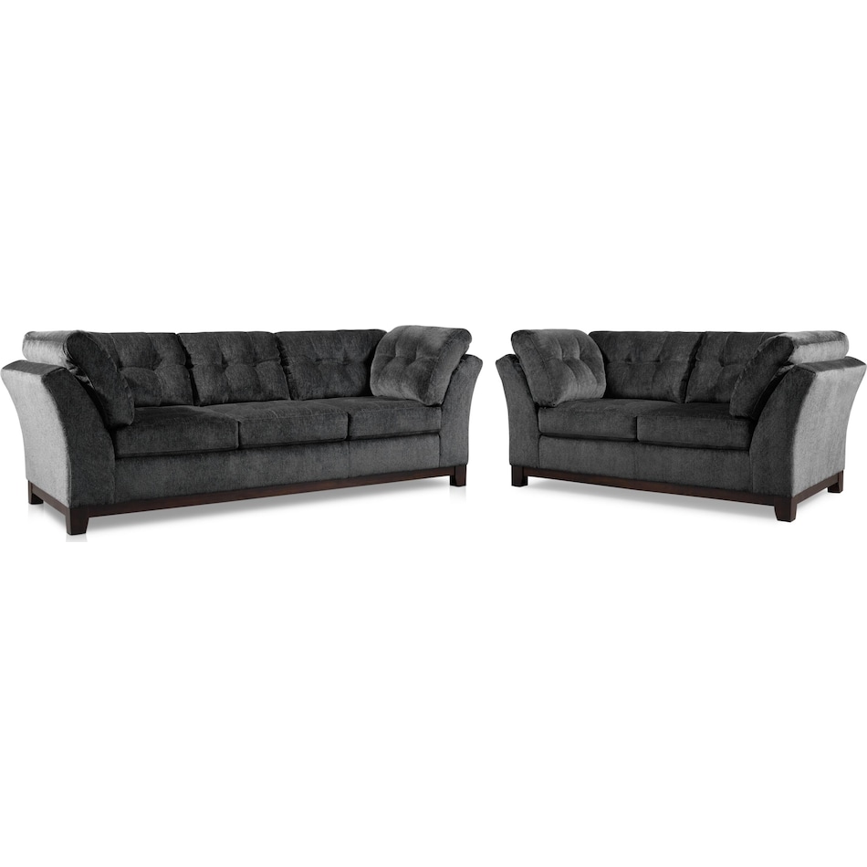 Melrose Sofa and Loveseat Set Charcoal American Signature Furniture