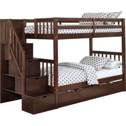 Memphis Twin Over Twin Bunk Bed with Trundle - Walnut