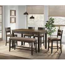 meretta dark brown  pc counter height dining room   