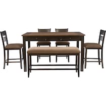 meretta dark brown  pc counter height dining room   