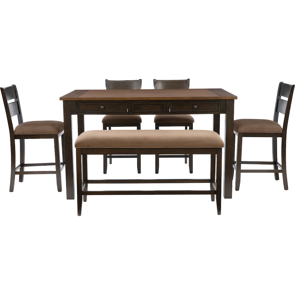 meretta dark brown  pc counter height dining room   