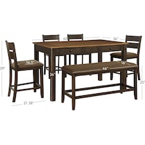 meretta dark brown  pc counter height dining room   