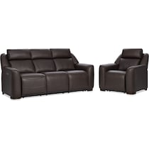 merrell dark brown  pc power reclining living room   