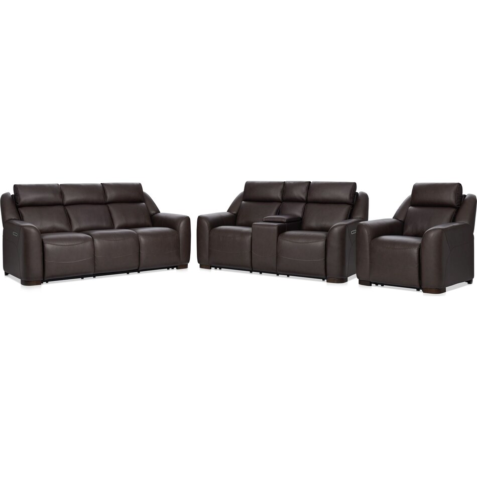 merrell dark brown  pc power reclining living room   