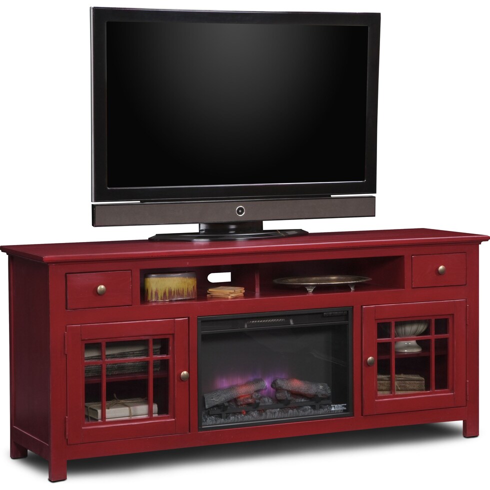 merrick red red fireplace tv stand   