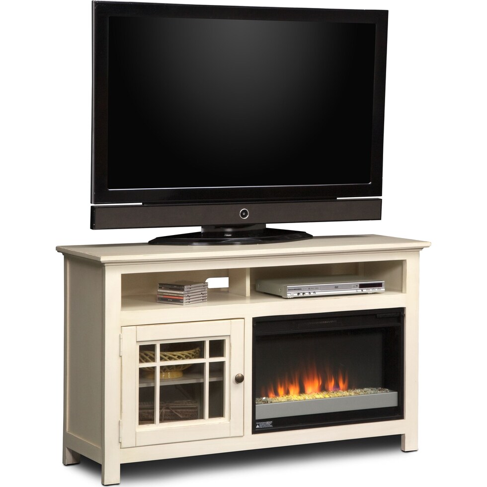 merrick white white fireplace tv stand   