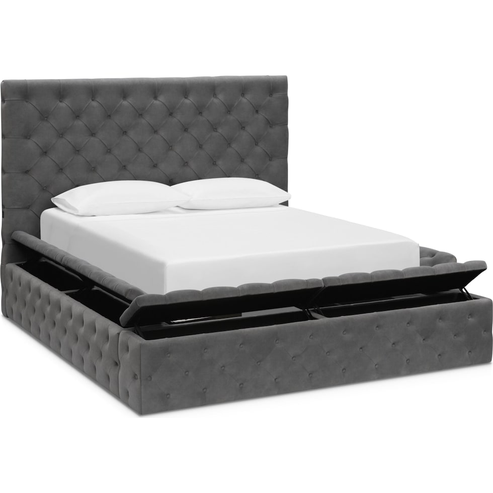 metropolis gray queen storage bed   