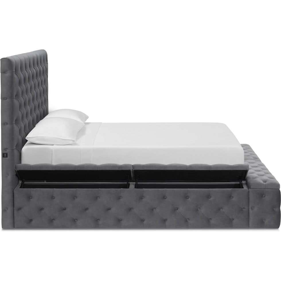 metropolis gray queen storage bed   