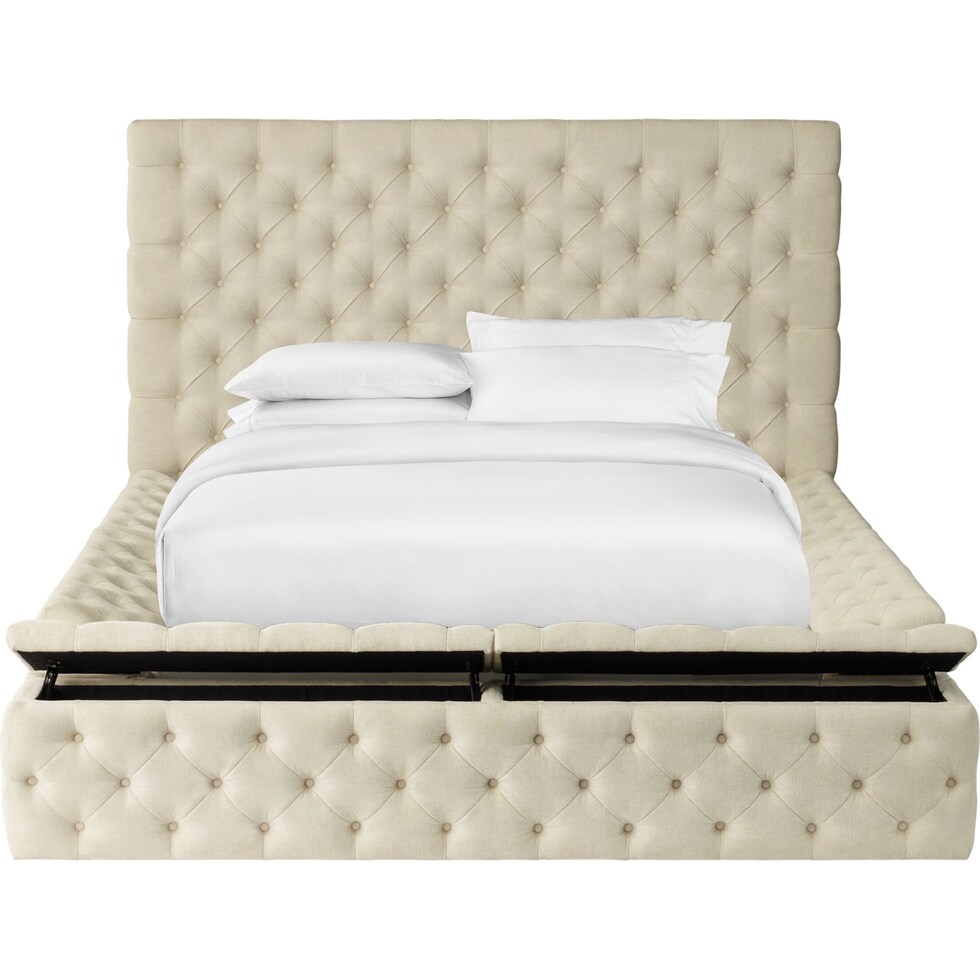 metropolis light brown king storage bed   
