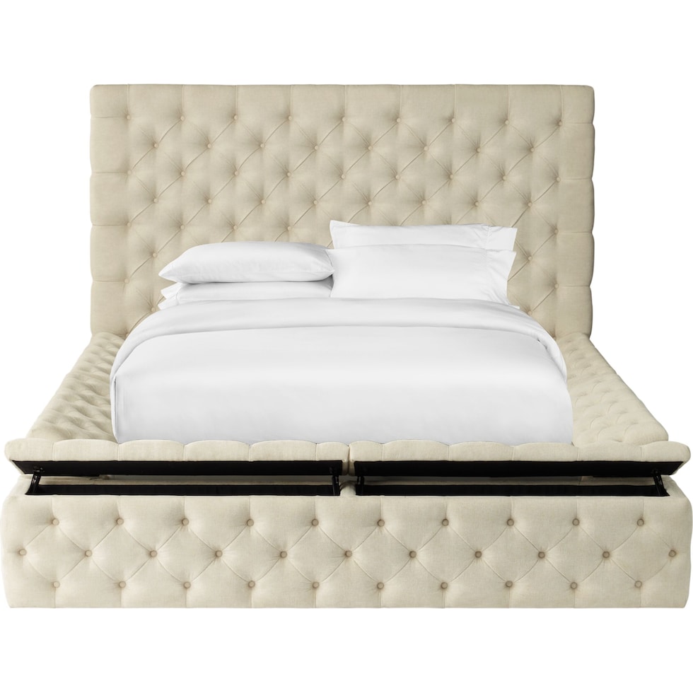metropolis light brown queen storage bed   