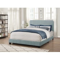 mia blue king upholstered bed   