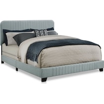 mia blue queen upholstered bed   