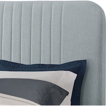 mia blue queen upholstered bed   