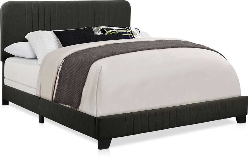 Mia Upholstered Queen Bed Dark Gray American Signature Furniture