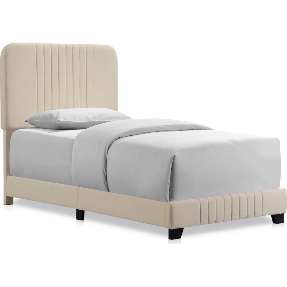 mia light brown twin upholstered bed   