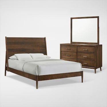 Midtown 5-Piece Panel Bedroom Set with Dresser and Mirror