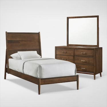 Midtown 5-Piece Panel Bedroom Set with Dresser and Mirror