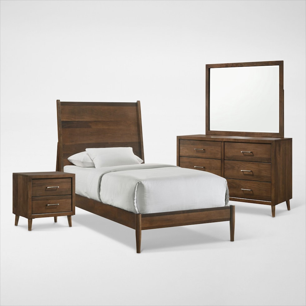 midtown bedroom light brown  pc twin bedroom   