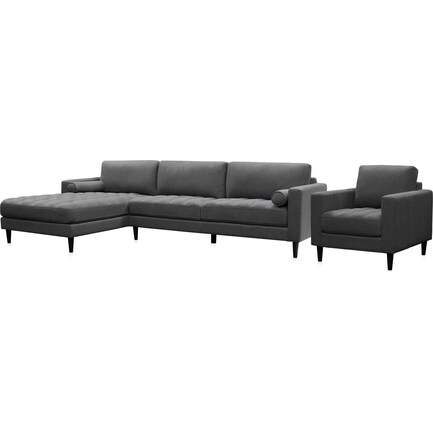 Midtowne 2-Piece Sectional with Left-Facing Chaise and Chair - Charcoal