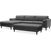 midtowne gray  pc sectional and ottoman   