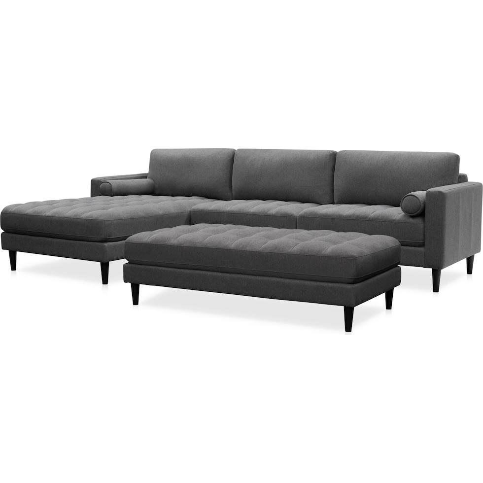midtowne gray  pc sectional and ottoman   