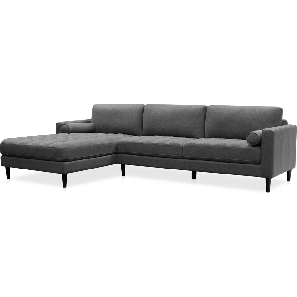 midtowne gray  pc sectional and ottoman   