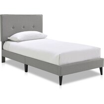 mikah gray full upholstered bed   