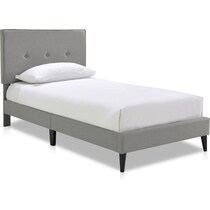 mikah gray twin upholstered bed   