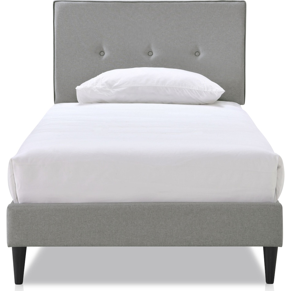 mikah gray twin upholstered bed   