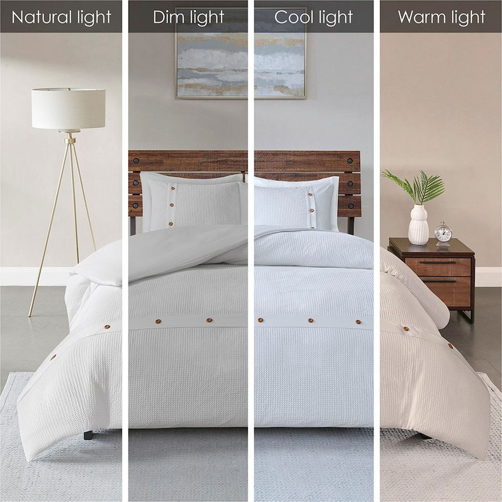 mikah white full queen bedding set   