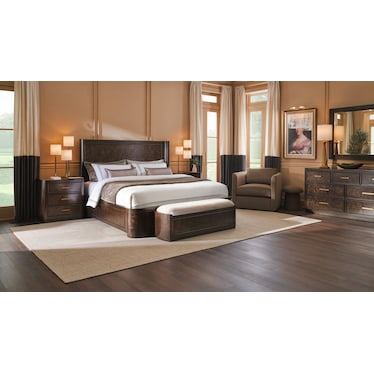 Milan 6-Piece Panel Bedroom Set with Dresser, Mirror & Nightstand with USB Charging