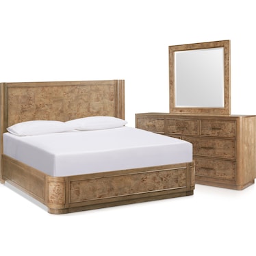 Milan 5-Piece Panel Bedroom Set with Dresser and Mirror