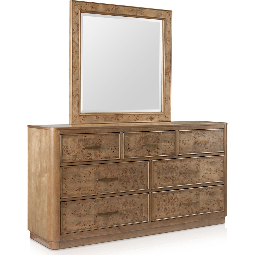 milan bedroom light brown dresser and mirror   