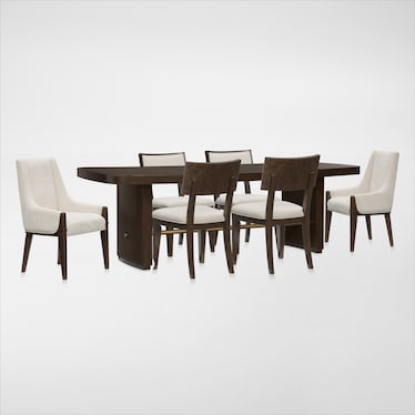 Milan Dining Table, 4 Side Chairs and 2 Host Chairs