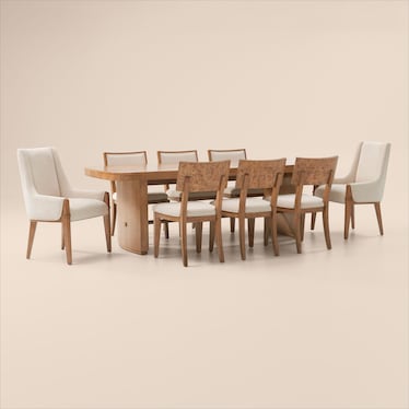 Milan Dining Table, 6 Side Chairs and 2 Host Chairs