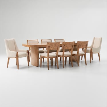 Milan Dining Table, 6 Side Chairs and 2 Host Chairs