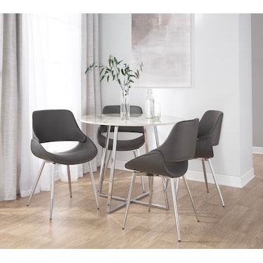 Miller Round Dining Table - White/Marble