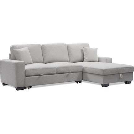 Milo 2-Piece Sleeper Sectional with Right-Facing Chaise - Light Gray
