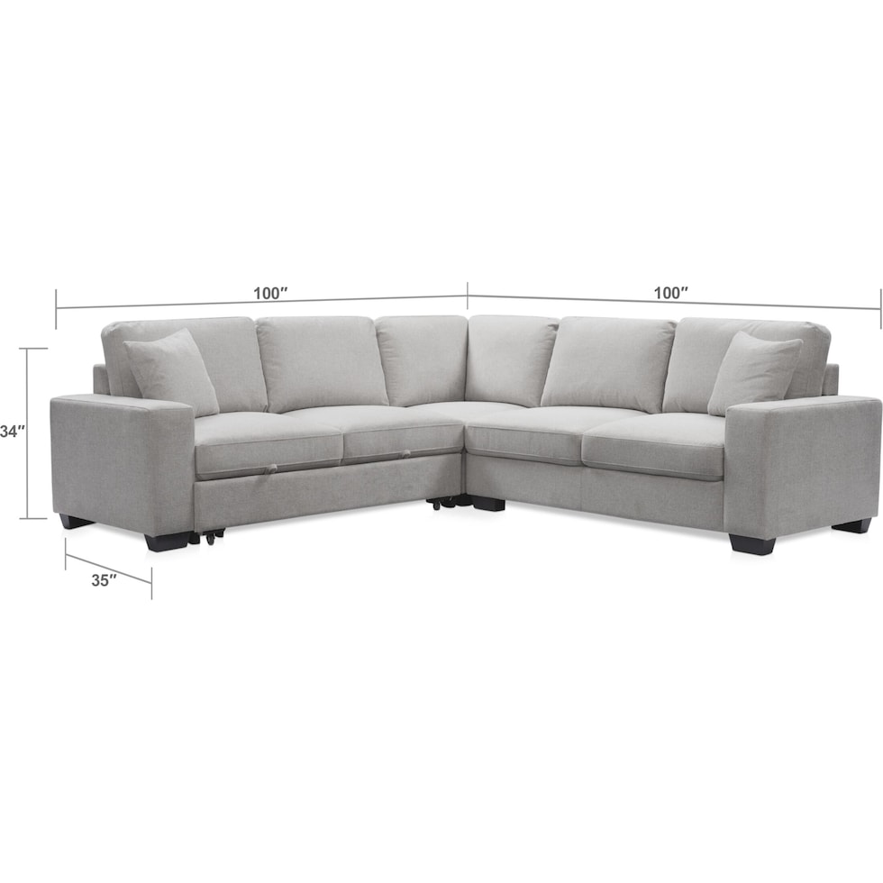 milo gray sleeper sectional   