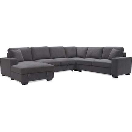 Milo 4-Piece Sleeper Sectional with Left-Facing Chaise - Charcoal