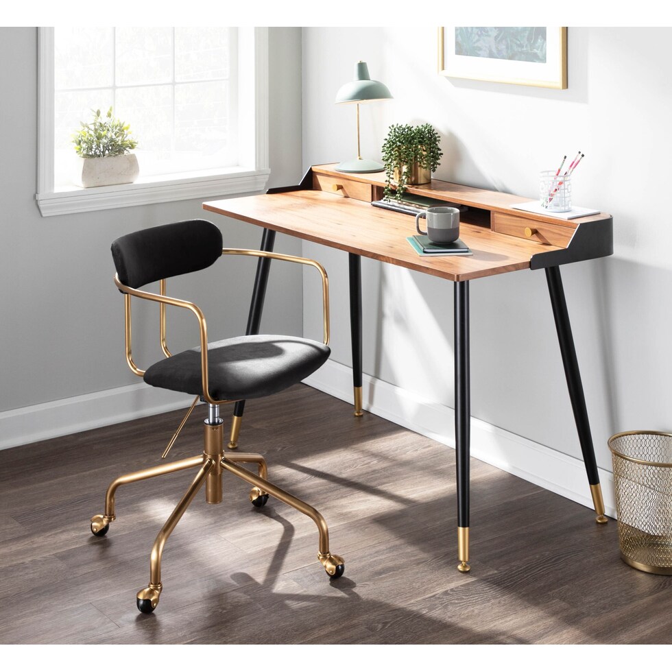 mindy black desk chair   