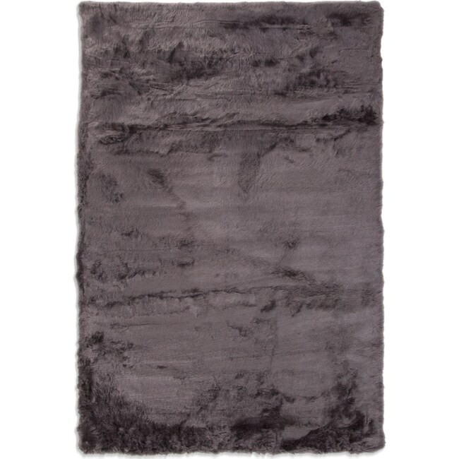 Rugs - Faux Mink Fur Area Rug - Charcoal